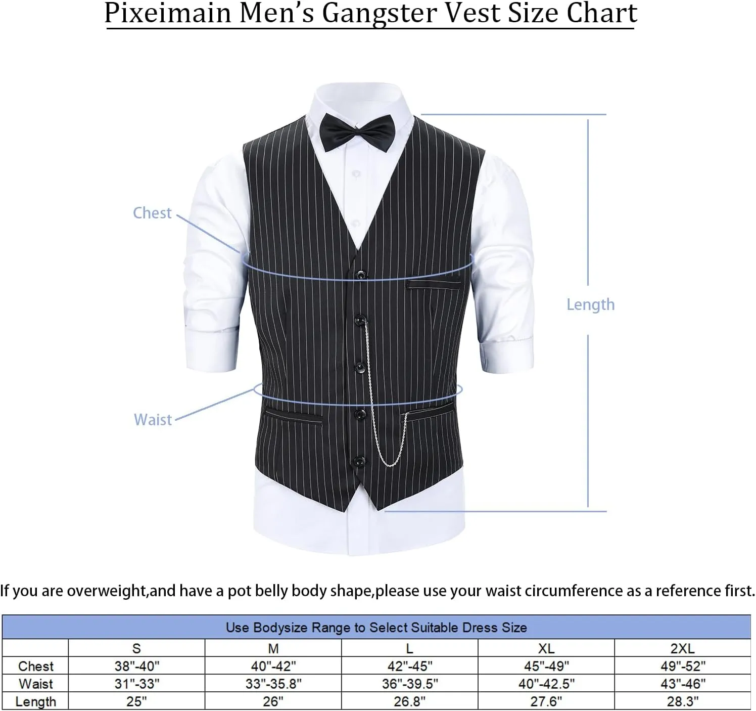 1920s Mens Costume Roaring 20s Costumes Outfit with Gangster Vest,Fedora Hat,Bow tie