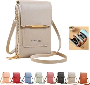 2023 New Anti-theft Leather Bag, Touch Screen Small Crossbody Cell Phone Purse, RFID Blocking Mini PU Leather Crossbody Bags
