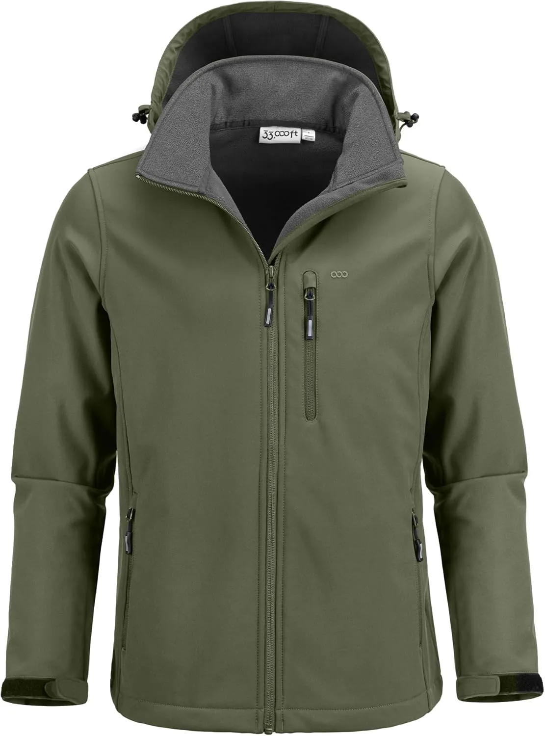 33,000ft Men's Softshell Jacket with Hood Fleece Lined Windbreaker Lightweight Waterproof Jackets for Hiking