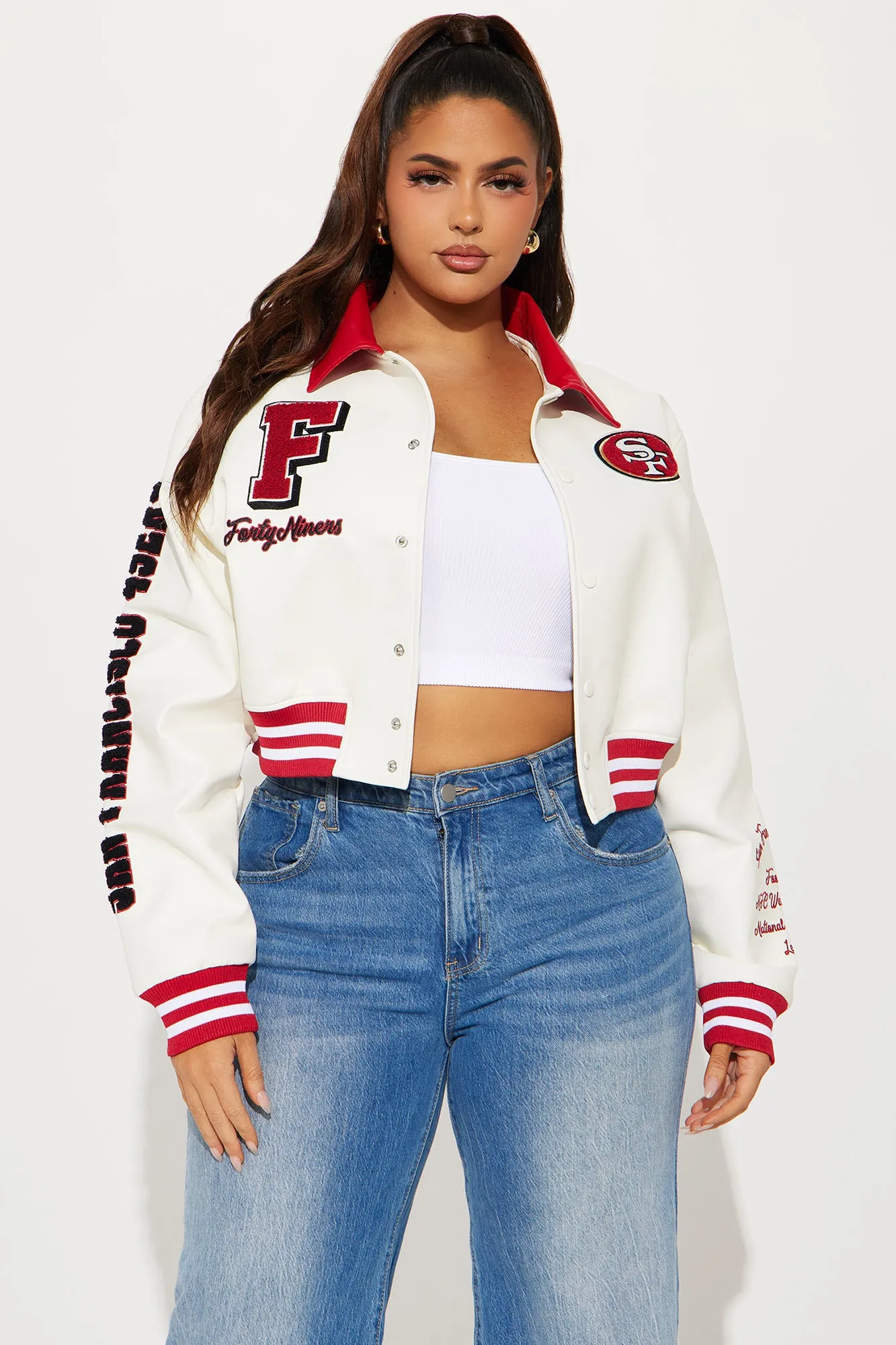 49ers Team Bomber Jacket - Cream