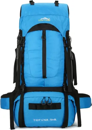75L Hiking Backpack, Water Resistant Lightweight Outdoor Sport Daypack Travel Bag for Camping Climbing Touring (Light Blue)