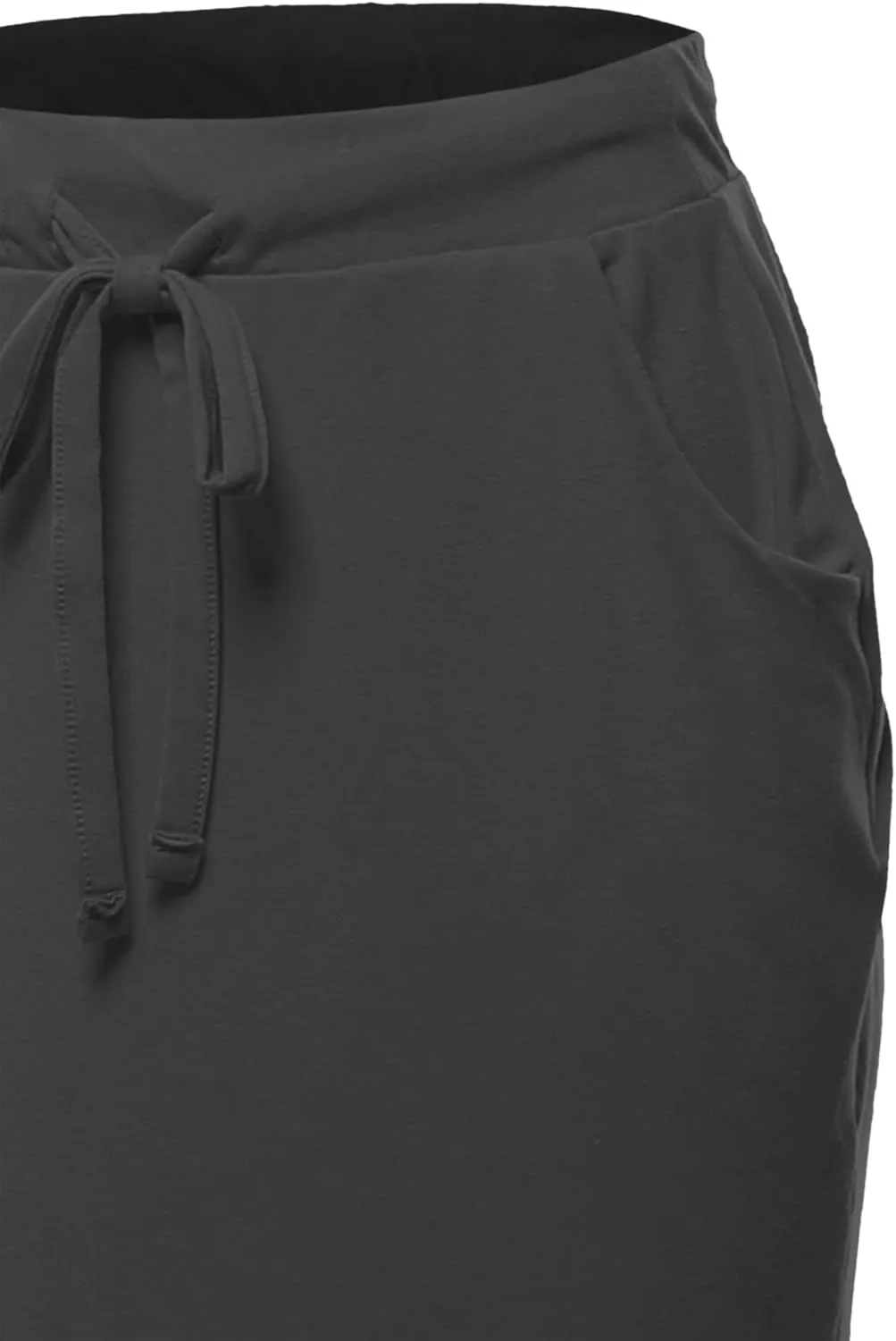A2Y Women's Elastic Waist Self Tie Tulip Hem Side Pocket Skirt