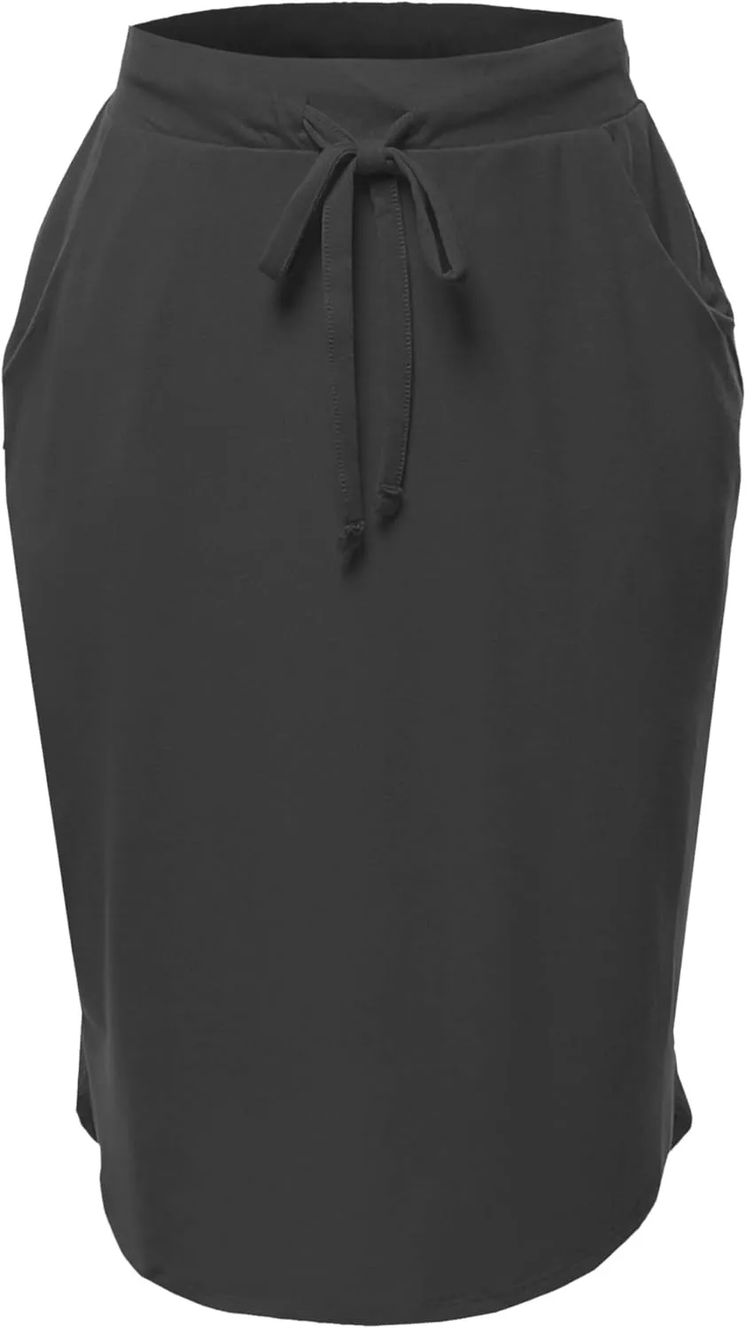 A2Y Women's Elastic Waist Self Tie Tulip Hem Side Pocket Skirt