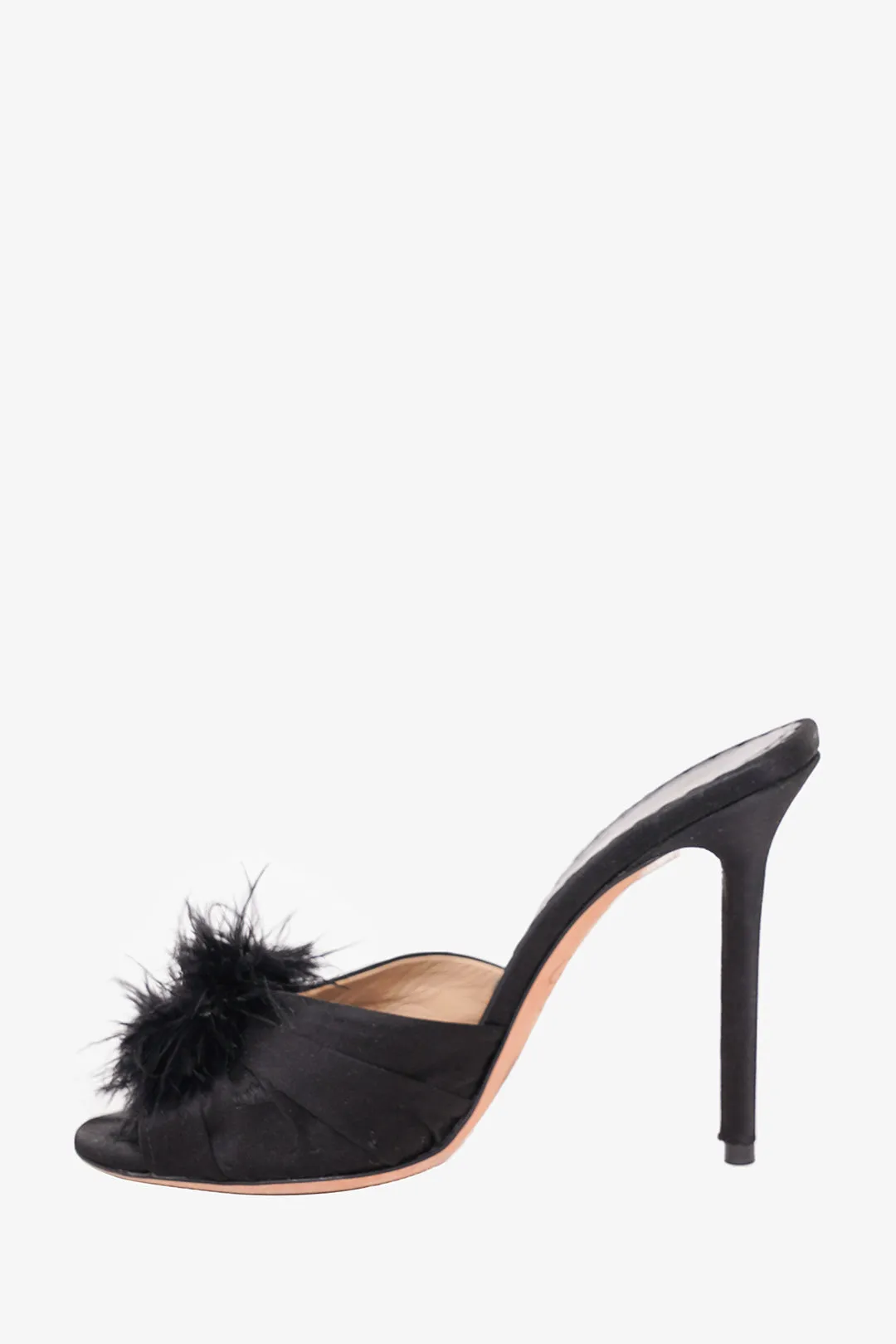 Agent Provocateur Black Satin Pumps With Feather Size 36