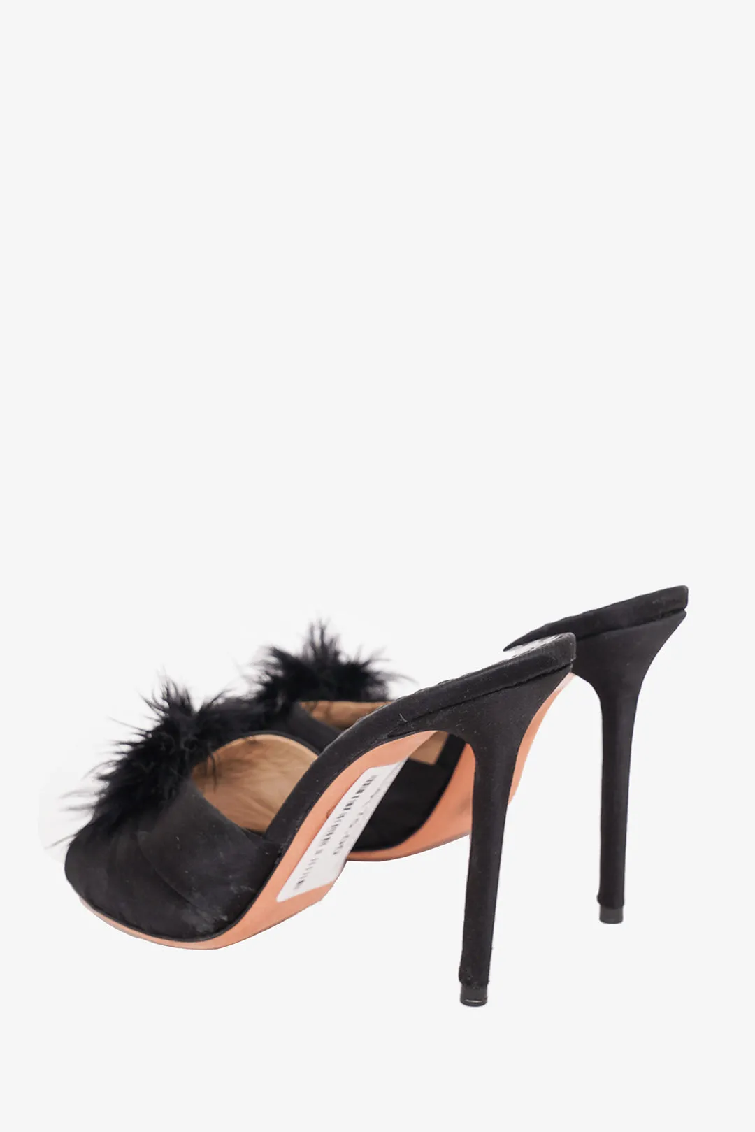 Agent Provocateur Black Satin Pumps With Feather Size 36