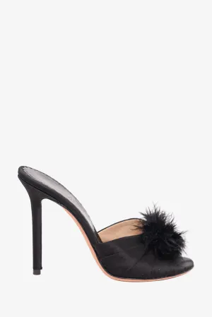 Agent Provocateur Black Satin Pumps With Feather Size 36