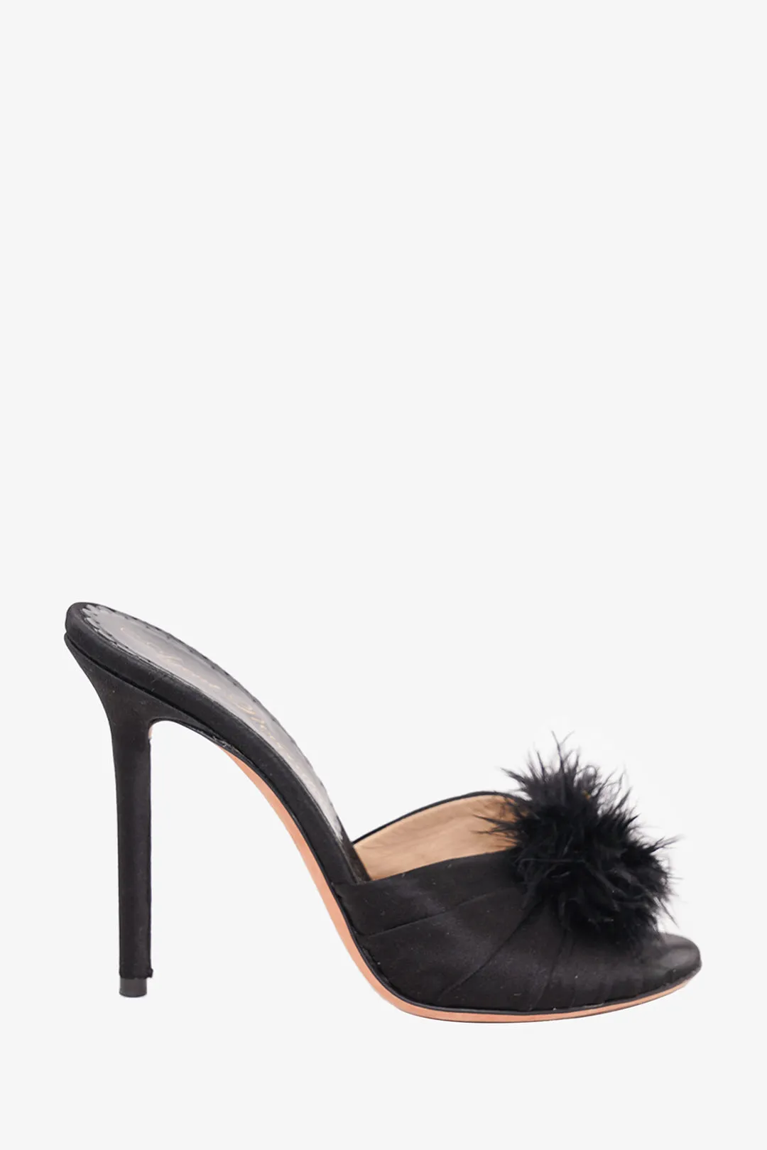 Agent Provocateur Black Satin Pumps With Feather Size 36