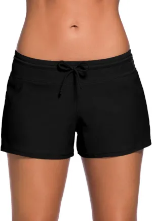 Aleumdr Womens 3" Waistband Swimsuit Bottom Boy Shorts Swimming Panty(Available in Plus)