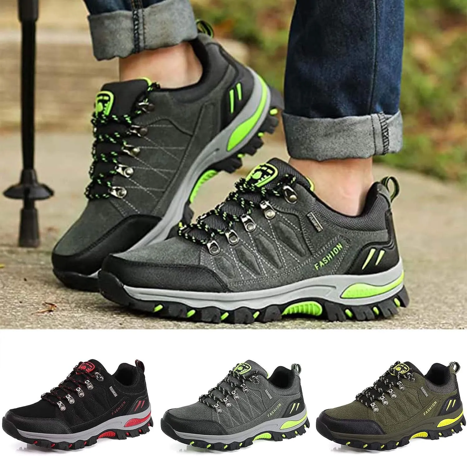 Arch Support Hiking Shoes for Men Lightweight Breathable Slip on Running Shoe Non Slip Work Sport Shoes for Men