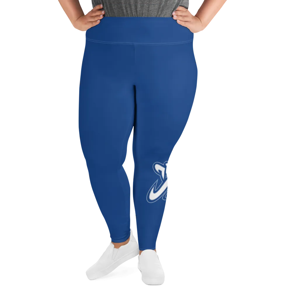 Athletic Apparatus Blue 2 White logo White stitch V3 Plus Size Leggings