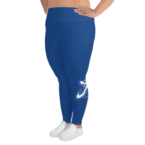 Athletic Apparatus Blue 2 White logo White stitch V3 Plus Size Leggings