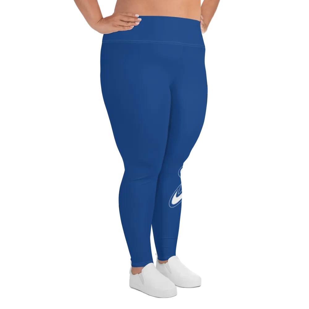 Athletic Apparatus Blue 2 White logo White stitch V3 Plus Size Leggings