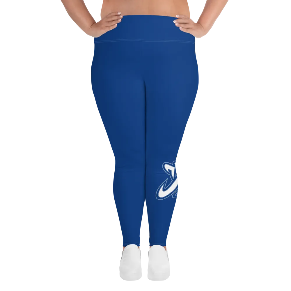 Athletic Apparatus Blue 2 White logo White stitch V3 Plus Size Leggings