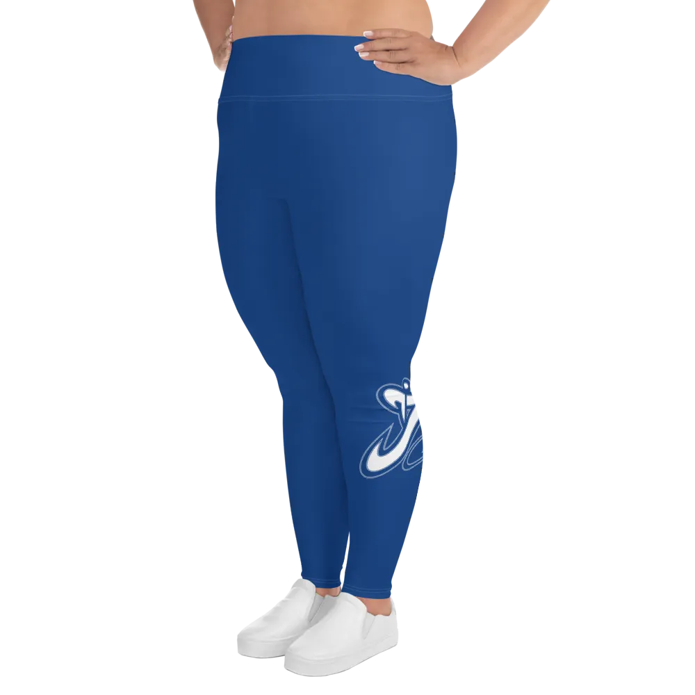 Athletic Apparatus Blue 2 White logo White stitch V3 Plus Size Leggings