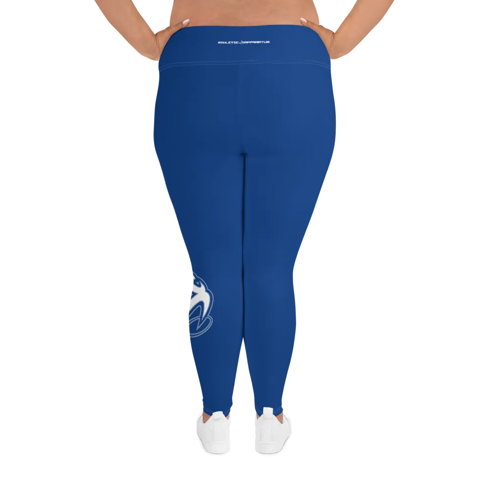 Athletic Apparatus Blue 2 White logo White stitch V3 Plus Size Leggings