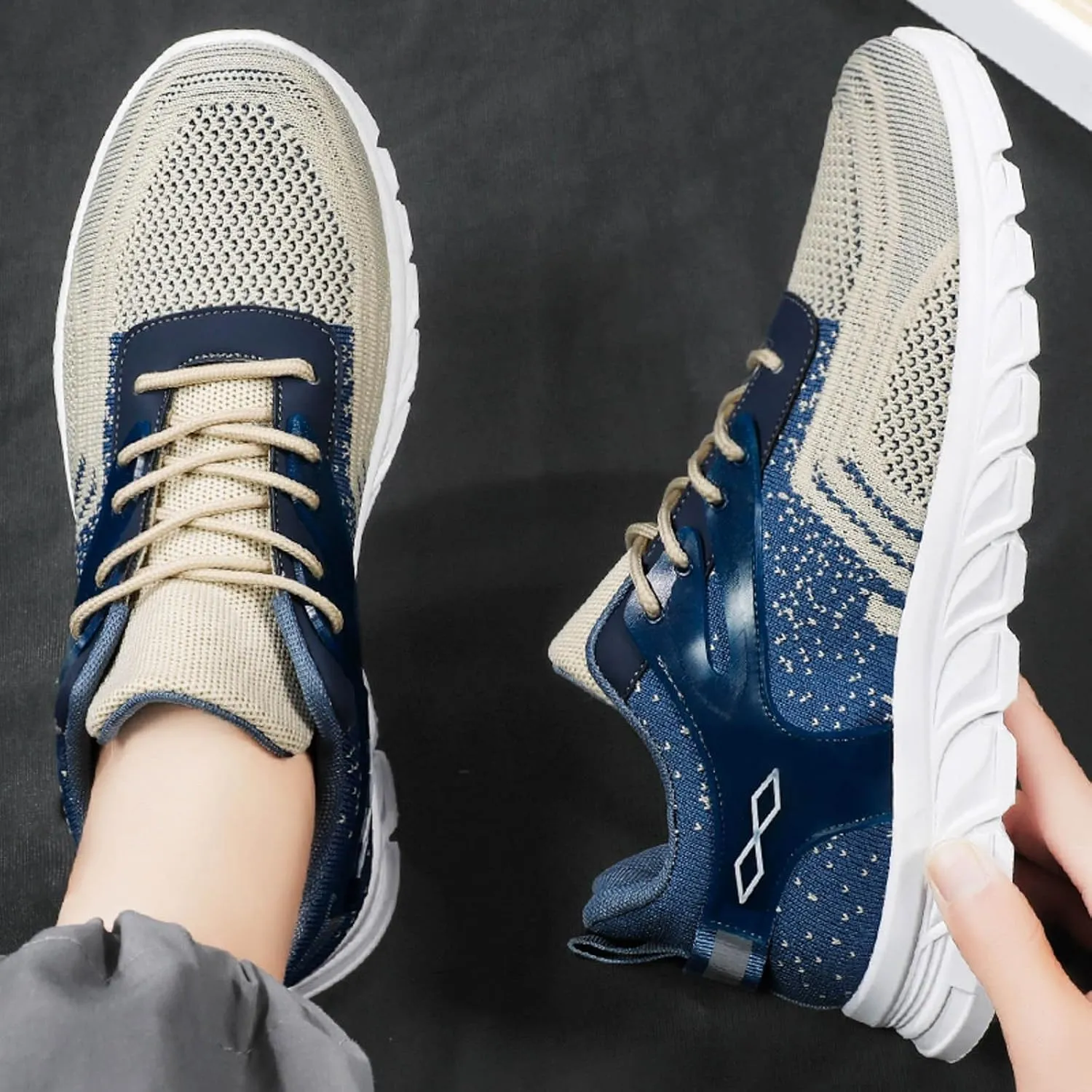 Athletic Fashion Sneakers for Men Comfortable Breathable Stretch Canvas Slip on Sneaker Non Slip Walking Shoes