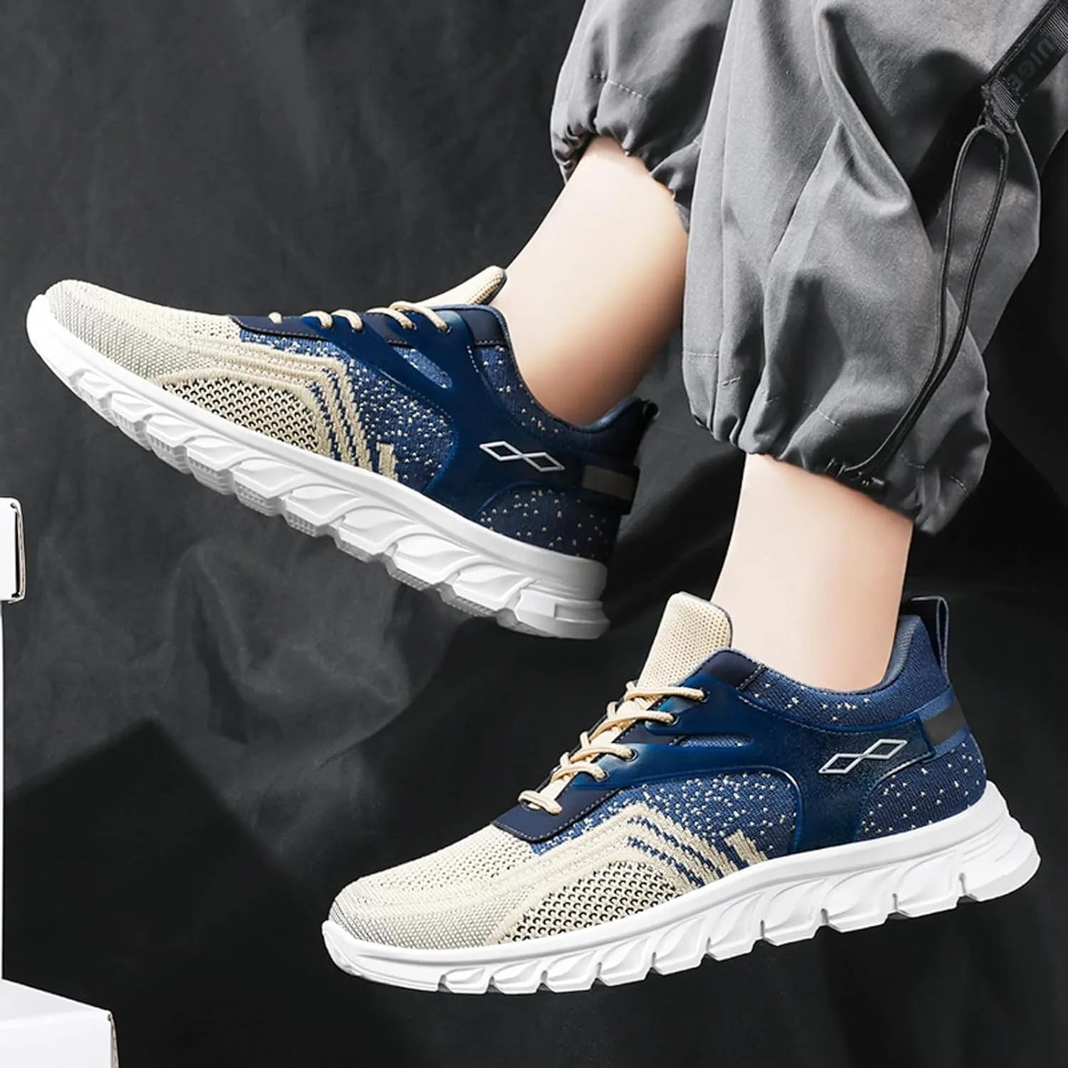 Athletic Fashion Sneakers for Men Comfortable Breathable Stretch Canvas Slip on Sneaker Non Slip Walking Shoes