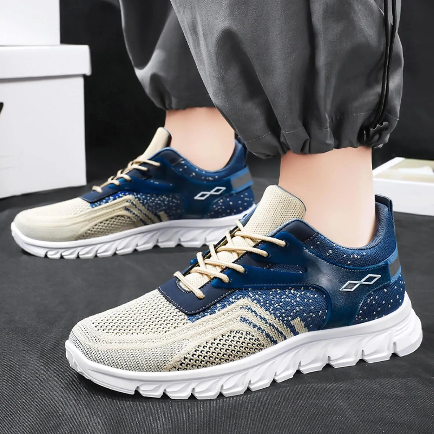 Athletic Fashion Sneakers for Men Comfortable Breathable Stretch Canvas Slip on Sneaker Non Slip Walking Shoes