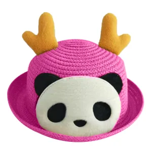 Babymoon Panda Baby Summer Spring Kids Cap with String | 2-8 Years | Pink