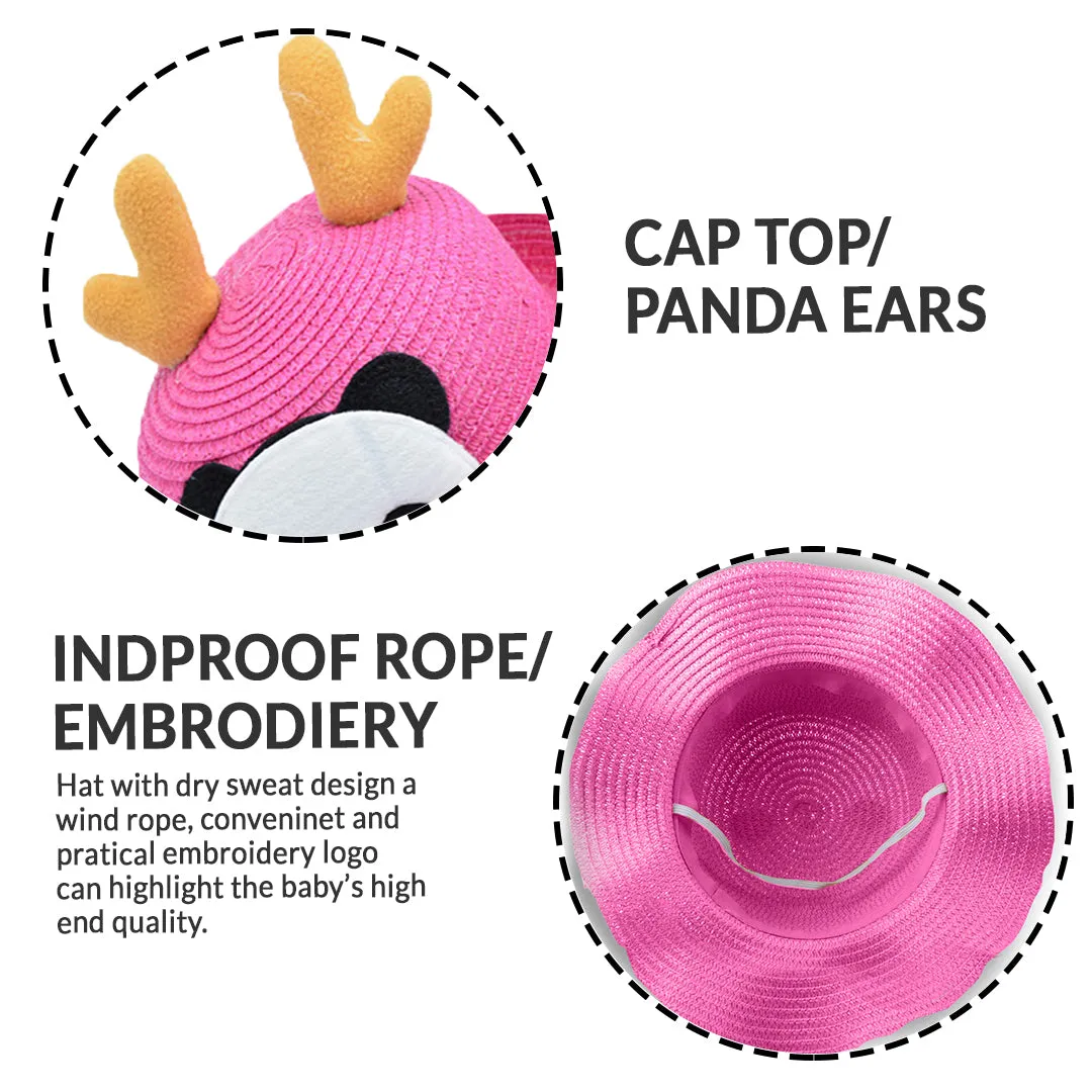 Babymoon Panda Baby Summer Spring Kids Cap with String | 2-8 Years | Pink