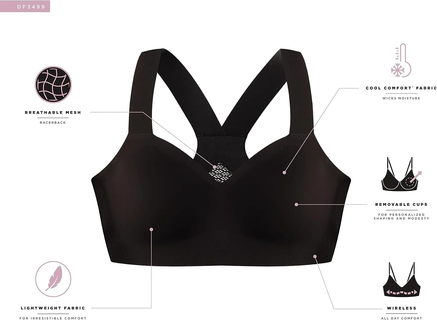 Bali Women's Comfort Revolution Easylite Racerback Breathable Wirefree Bra Df3499
