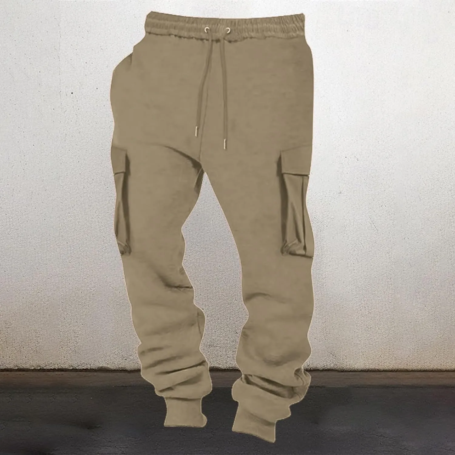 BIFUTON Cargo Joggers Men,Baggy Sweatpants Men Cotton Elastic Waist Drawstring Running Pants Warm Workout Pants with Pockets
