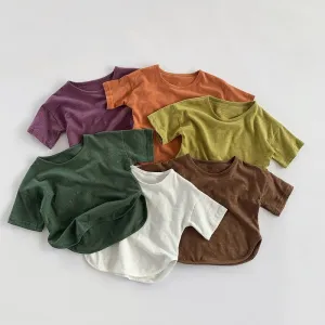 Bobo Solid Color Slub Cotton Summer Tee