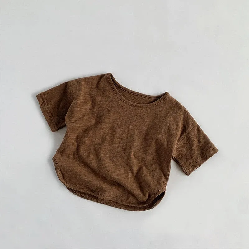 Bobo Solid Color Slub Cotton Summer Tee