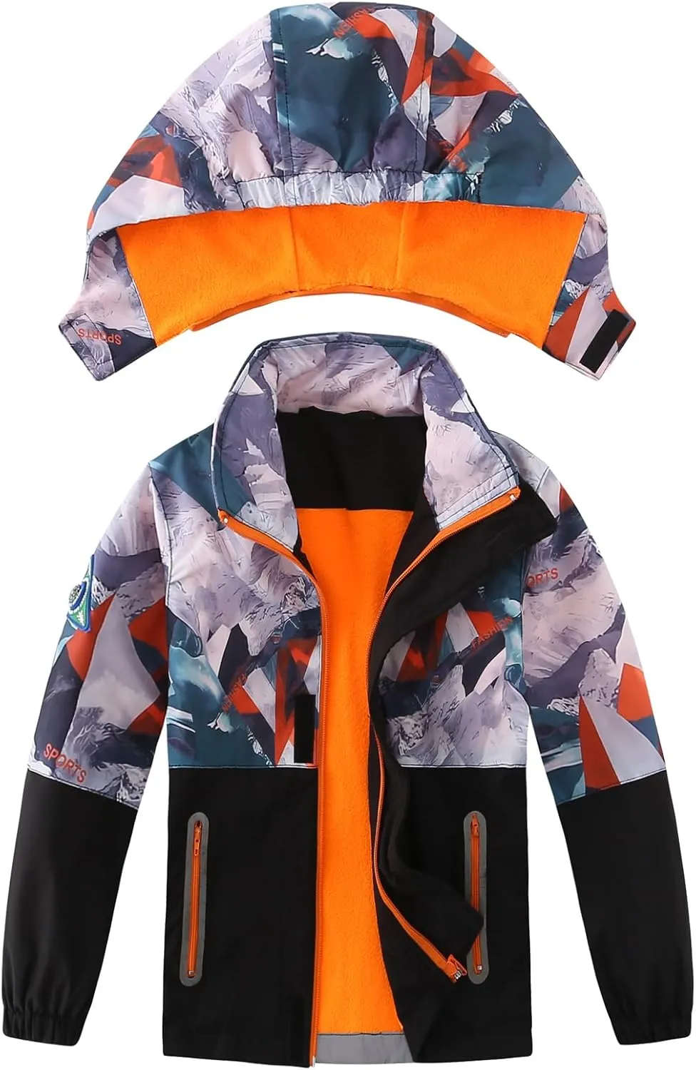 Boys Rain Jacket Lightweight Waterproof Hooded Fleece Lined Raincoat Windbreakers