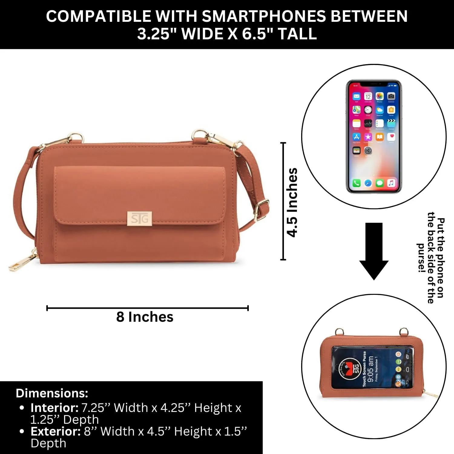 Captiva Touch Screen Women's Crossbody Handbag - Cell Phone Purse & Case