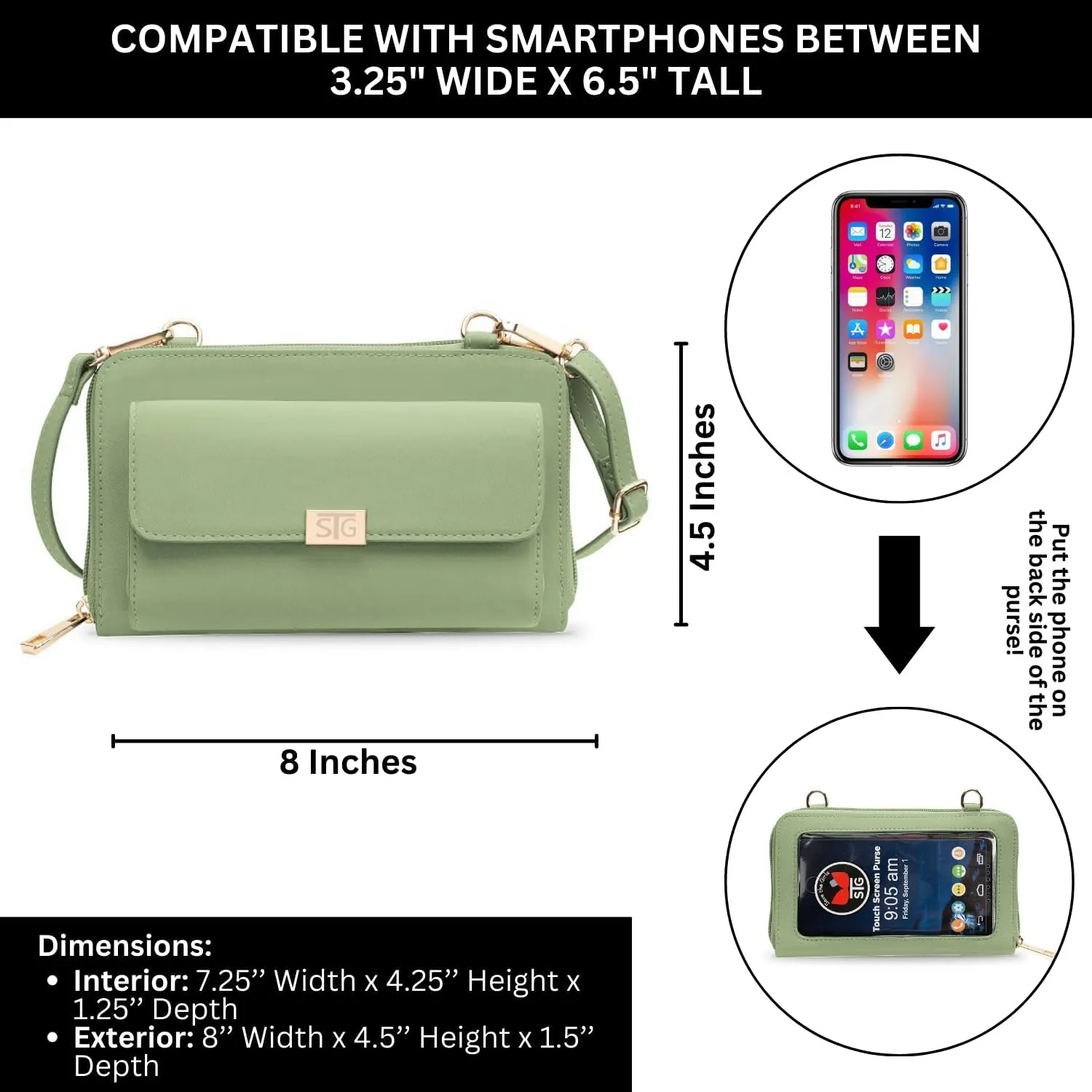 Captiva Touch Screen Women's Crossbody Handbag - Cell Phone Purse & Case