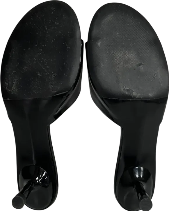 Charles & Keith Patent Slant Heel Mules - Black Patent UK 5 EU 38 