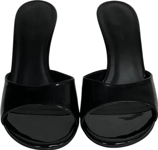 Charles & Keith Patent Slant Heel Mules - Black Patent UK 5 EU 38 