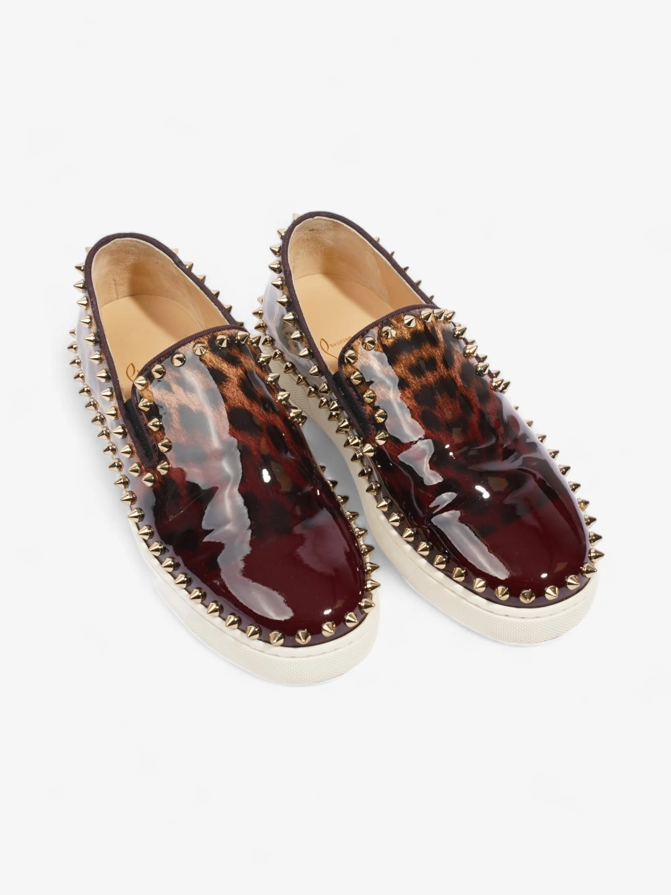 Christian Louboutin Pik Boat Bronze / Leopard Patent Leather EU 35.5 UK 2.5