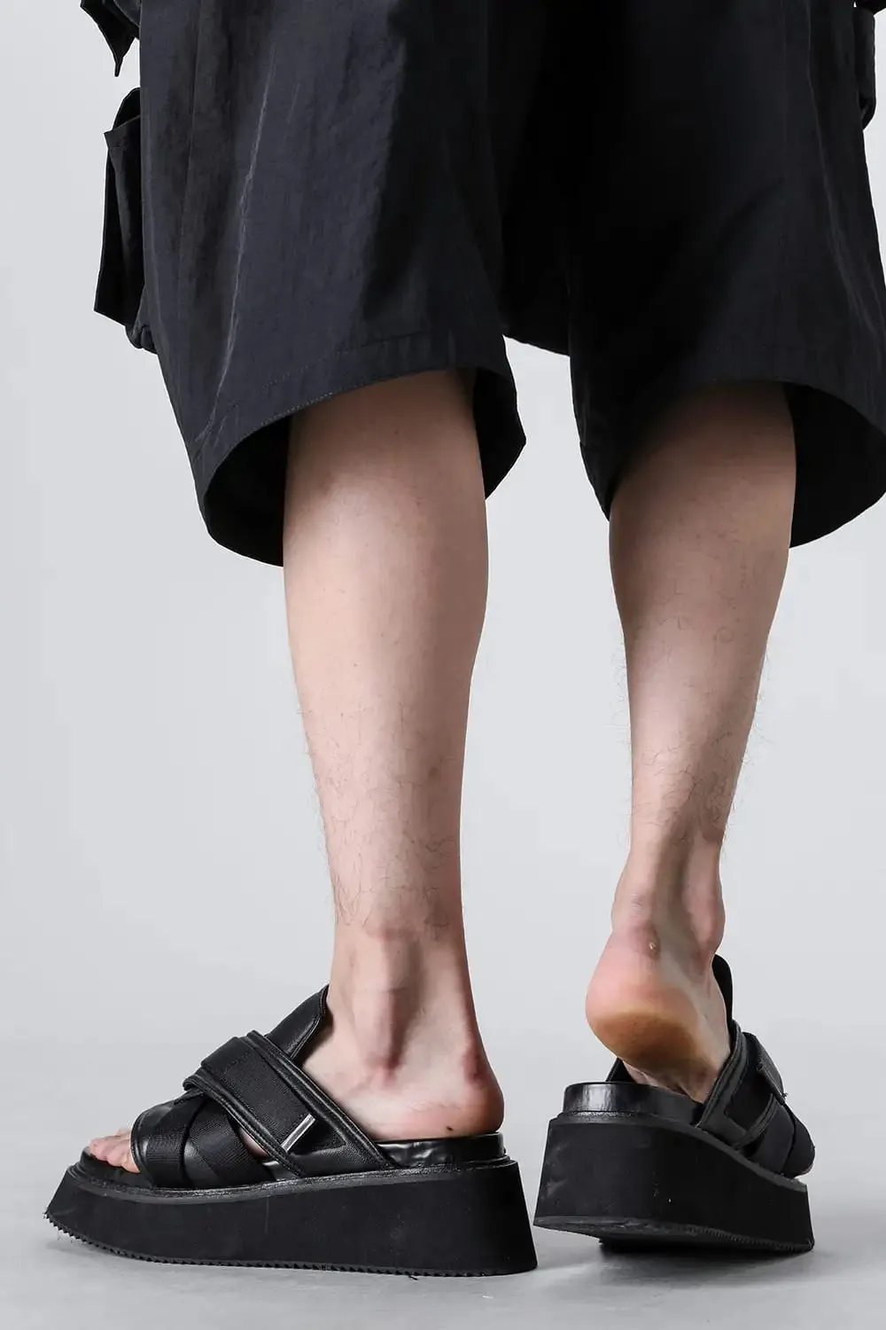 Coated Goat Suede Velcro Sandal