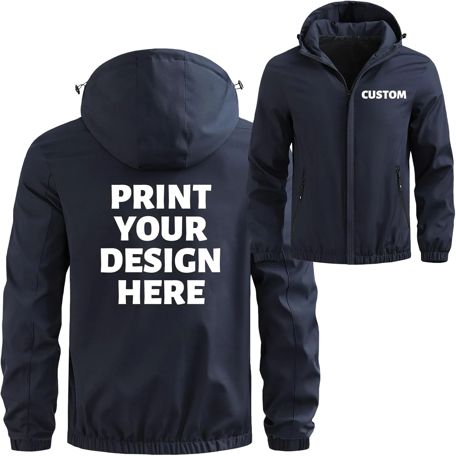 Custom Lightweight Softshell Jacket for Men Add Your Logo Text Workwear Team Uniform Hooded Windbreaker Coat