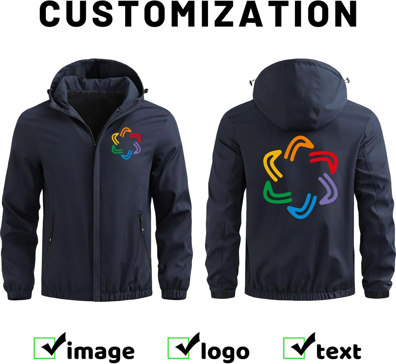Custom Lightweight Softshell Jacket for Men Add Your Logo Text Workwear Team Uniform Hooded Windbreaker Coat