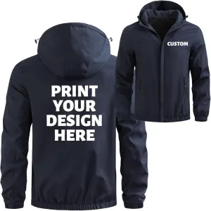 Custom Lightweight Softshell Jacket for Men Add Your Logo Text Workwear Team Uniform Hooded Windbreaker Coat