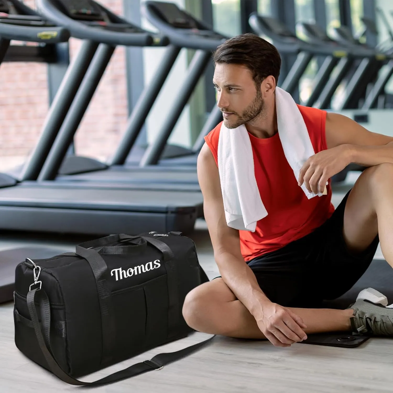 Custom Travel Duffel Bag Personalized Duffle Bag with Embroidery Name, Gym Bag Dry/Wet Bag with Shoe Compartment for Women Men Sports Tote Bags for Dance Gym Weekender Overnight-Navy Blue