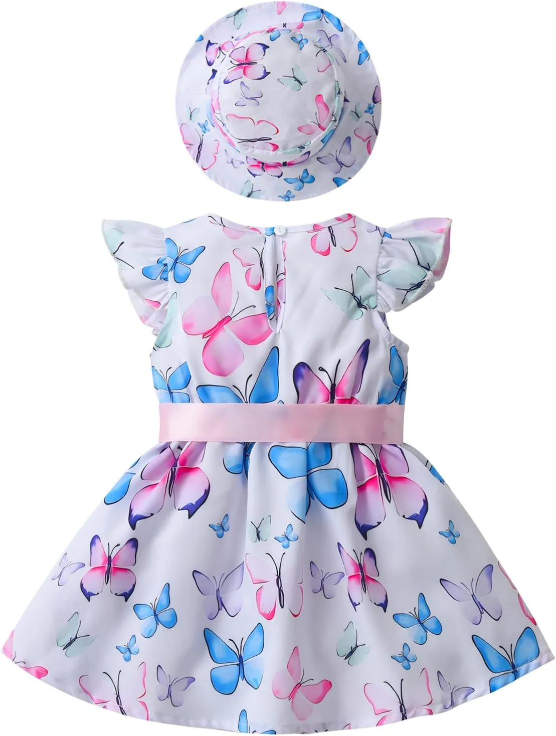 Derouetkia Infant Baby Girl Dress Summer Halter Sleeveless Flower Dresses Toddler Beach Sundress with Hat