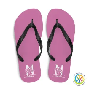 Floral Initial & Name Custom Personalized Flip-Flops