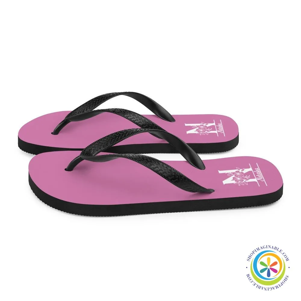 Floral Initial & Name Custom Personalized Flip-Flops