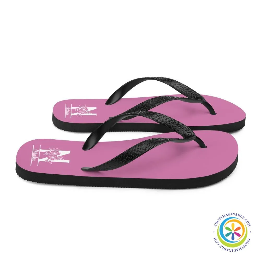 Floral Initial & Name Custom Personalized Flip-Flops