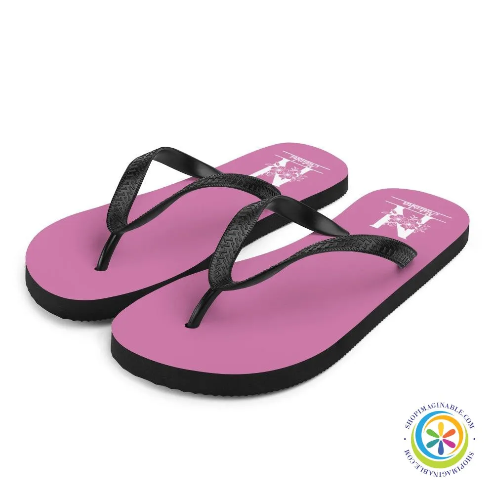 Floral Initial & Name Custom Personalized Flip-Flops