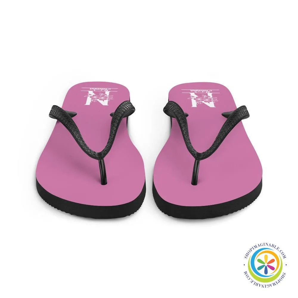Floral Initial & Name Custom Personalized Flip-Flops