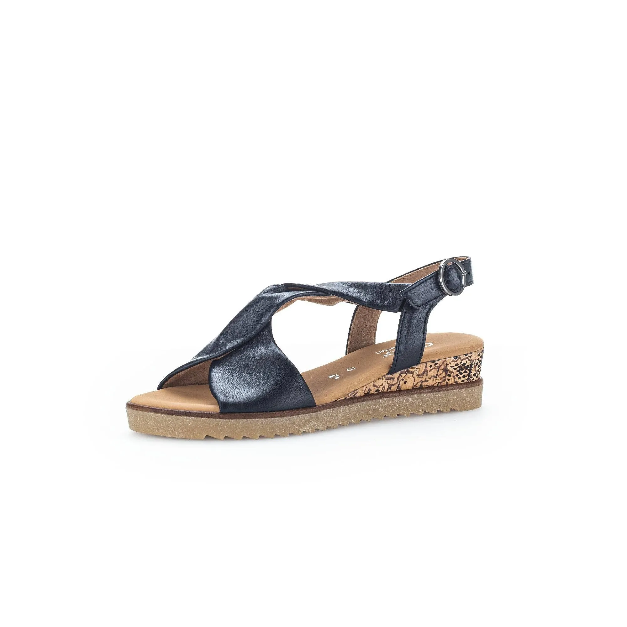 Gabor 42.751.26 Rich Ladies Navy Blue Leather Buckle Sandals