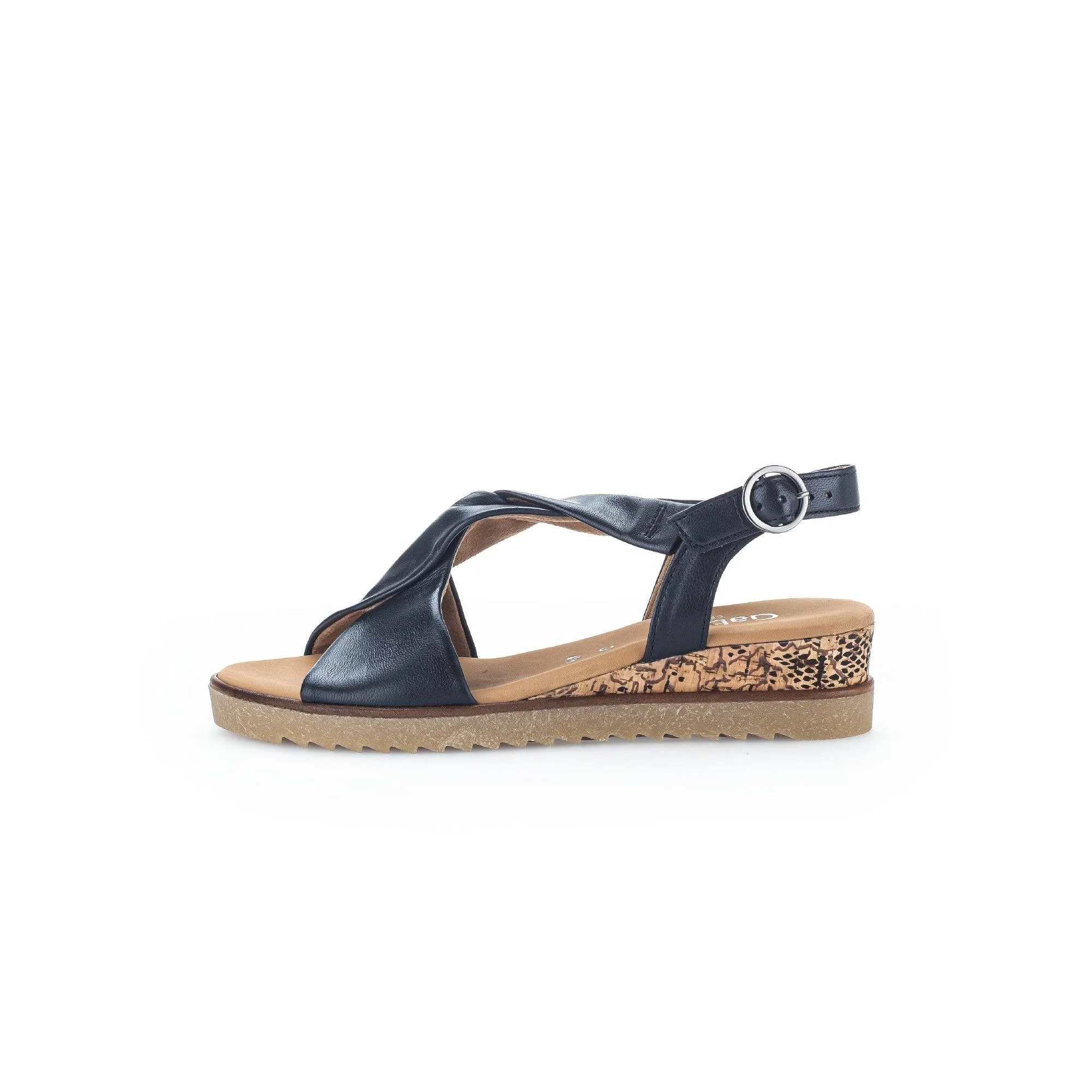 Gabor 42.751.26 Rich Ladies Navy Blue Leather Buckle Sandals