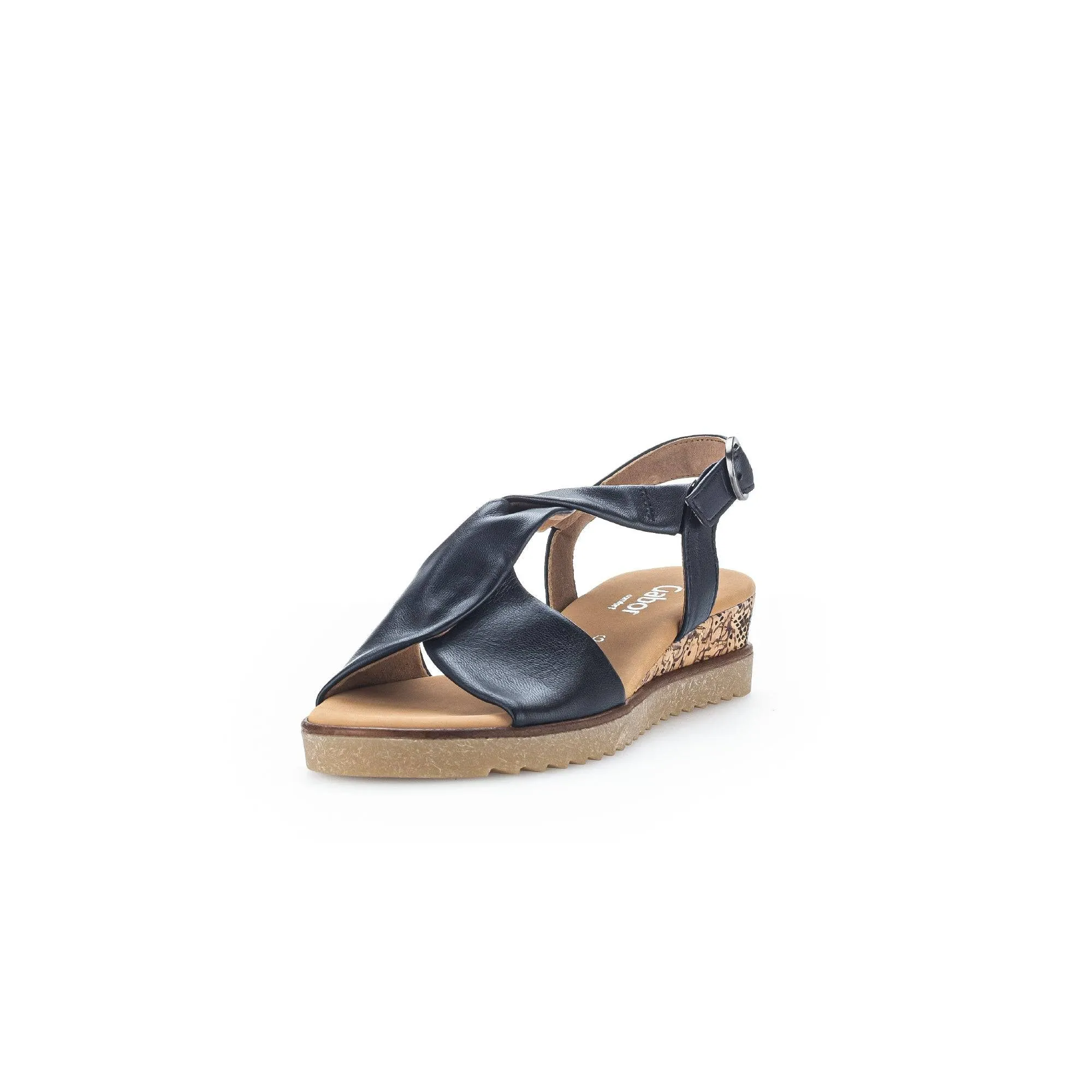 Gabor 42.751.26 Rich Ladies Navy Blue Leather Buckle Sandals