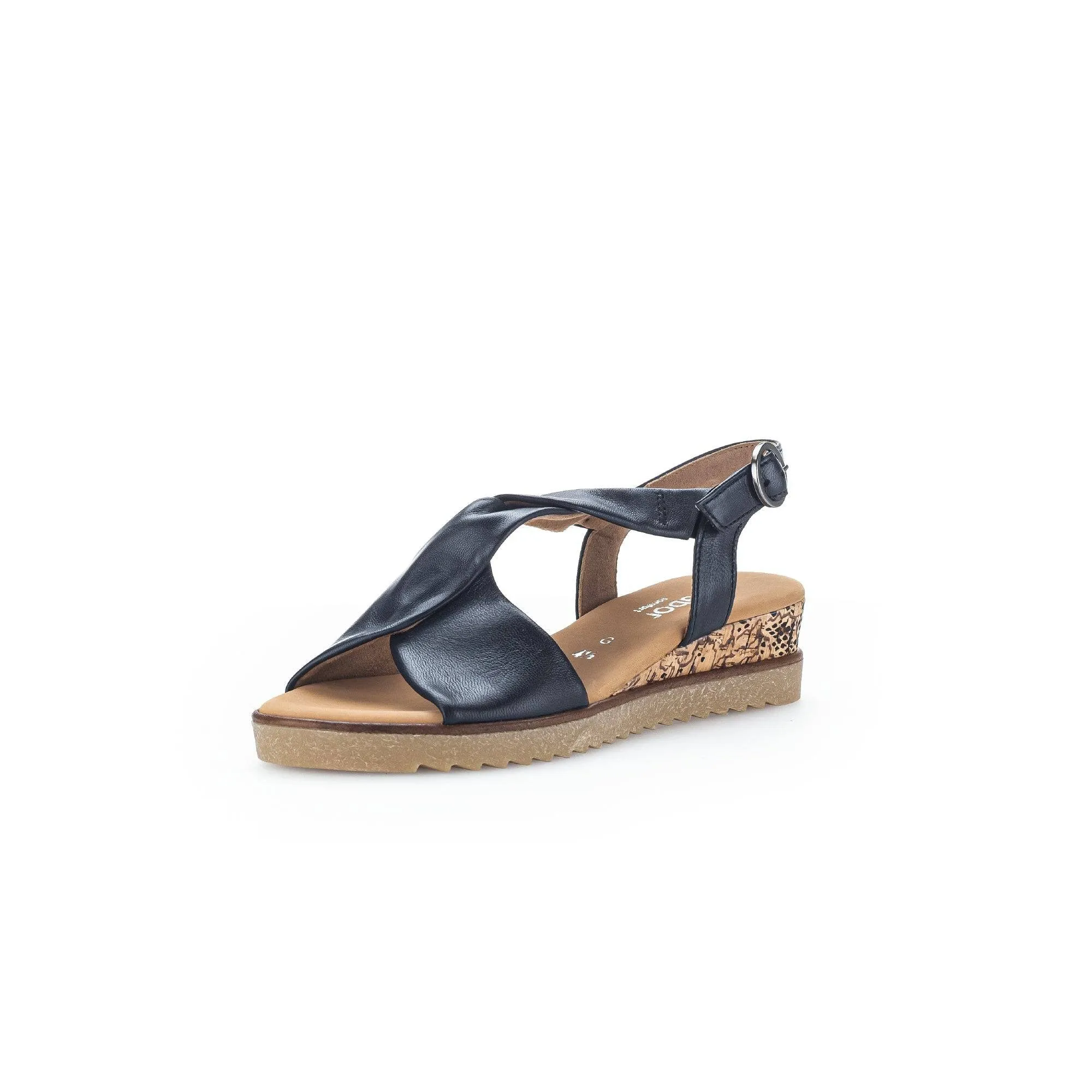 Gabor 42.751.26 Rich Ladies Navy Blue Leather Buckle Sandals