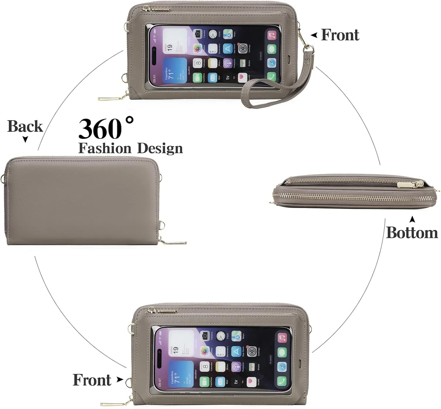 GOIACII Phone Purse Crossbody Bags for Women Small Travel Wallet Touch Screen RFID Blocking